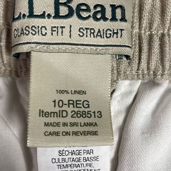 L.L. Bean Women’s Khaki Linen Classic Fit Straight Button Zip Leg Pants Sz 10 - Picture 8 of 10